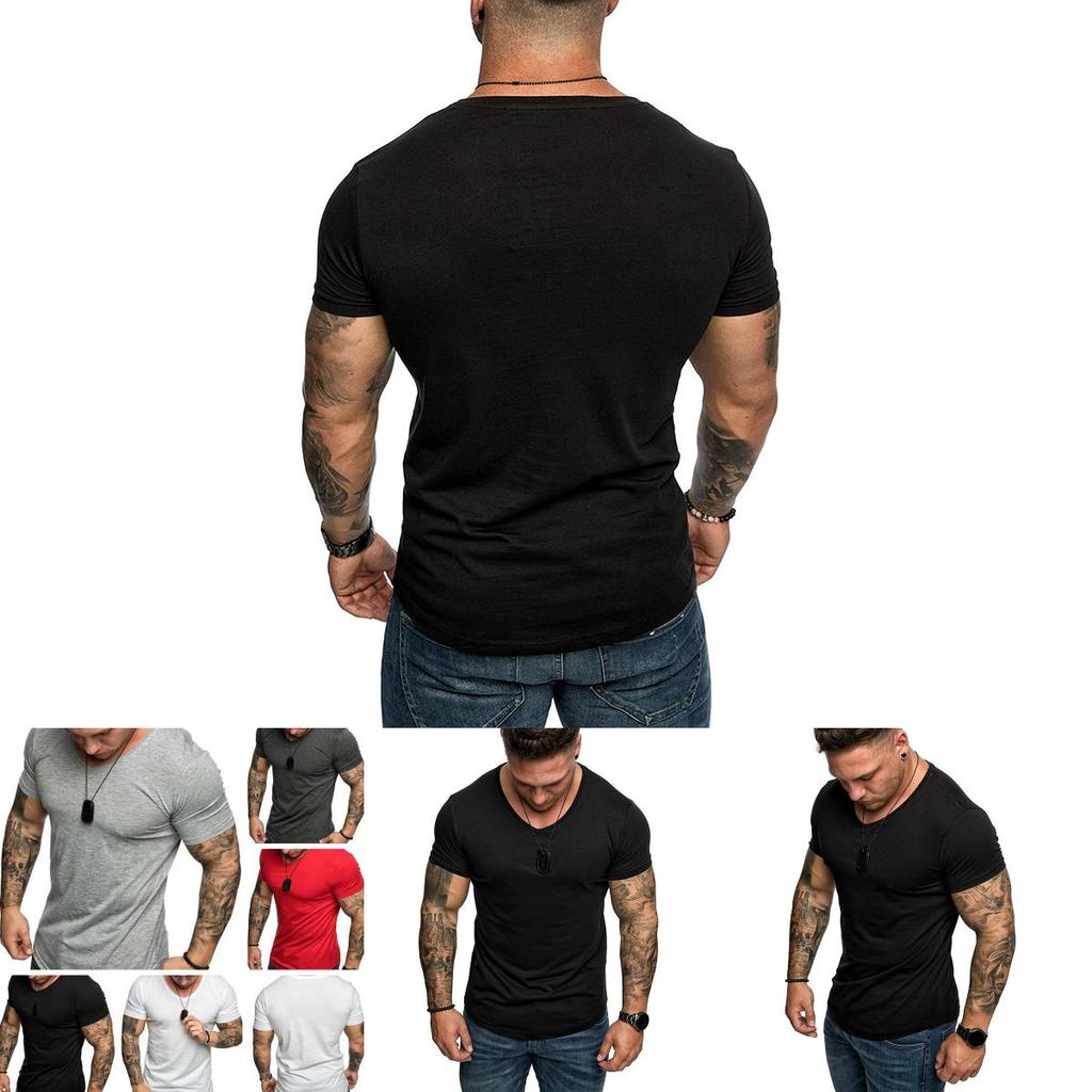 Fashion Men's Casual Fit Short Sleeve Slim Muscle Bodybuilding T-shirt Tee Tops For Ultimate Comfort
