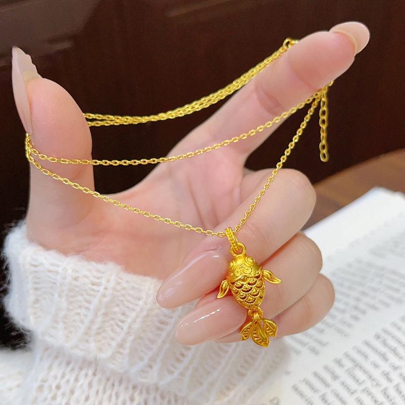 Collier Pendentif Poisson de Sable Plaqué Or - Chaîne de Clavicule Individuelle Tendance, Bijoux Haut de Gamme pour Femmes