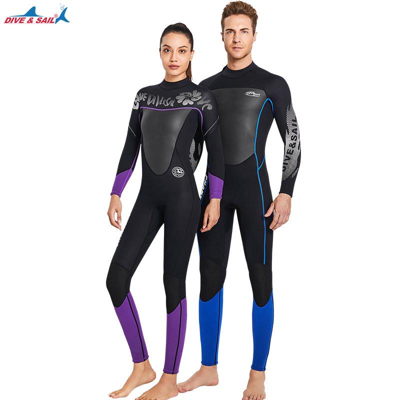 3MM Thick Full-Body Wetsuit: Warm Long Sleeve Diving, Snorkeling, Swimming, Surfing Suit.