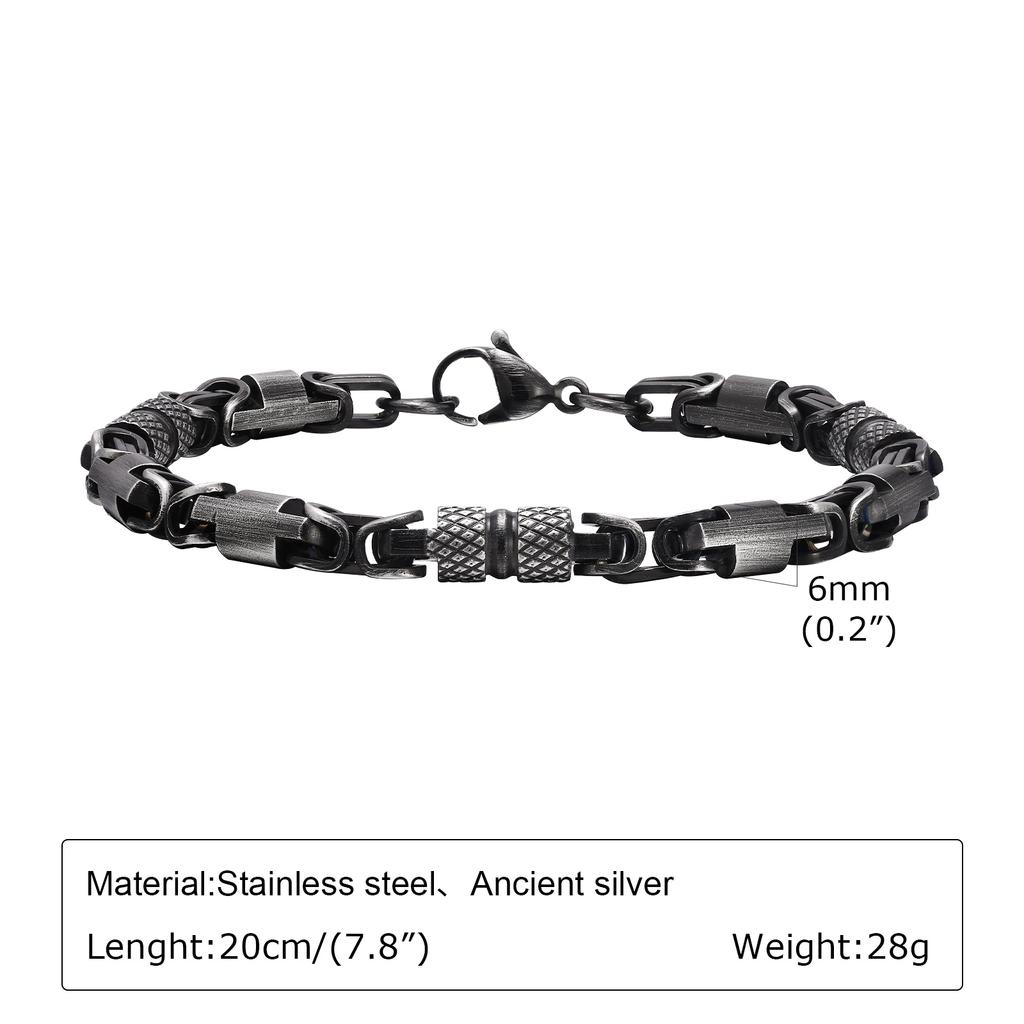 Punk Byzantine Bracelets for Men Boys,Stainless Steel Handmade Links Bracelet,Stylish Casual Jewelry Gifts