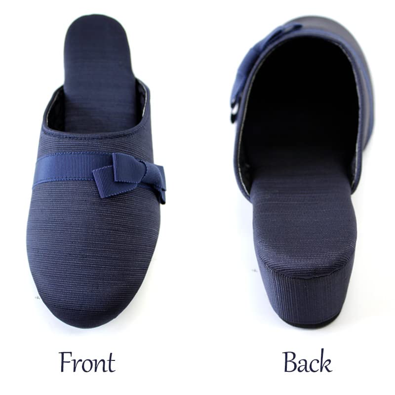 Kirsch Blute Grosgrain Slippers with 5cm Heel and Drawstring Navy Mini Women's Bag, Blue, Ribbon, MOR-SPB-15-L