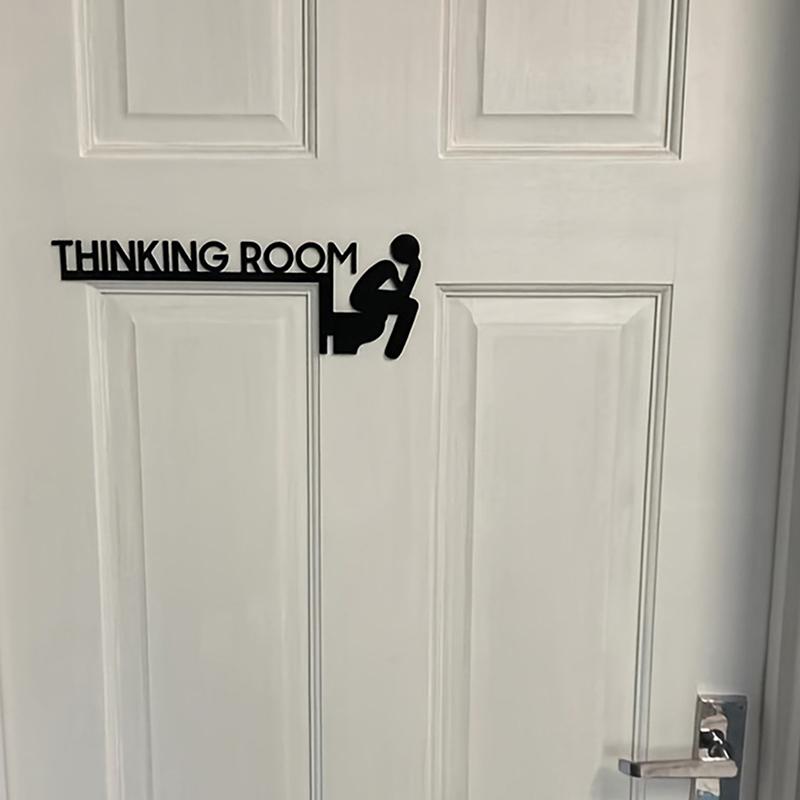 1Pc Modern Metal Toilet Door Sign - Thinking Room Wall Mount Sculpture, Home Decor Artwork, Decorative Door Frame Pendant