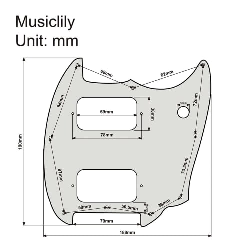 Musiclily Pro 9-Hole HH Mustang Pickguard for 2-Humbucker Squier Bullet Mustang Style Electric Guitars, Red Tortoise Shell (4 Picks)