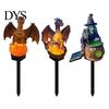 Outdoor Solar Powered Resin Sculptures Dragon Garden Statue Light, Halloween Witch Pathway Warm Figurine Lighting LED Glow, Gothic Medieval