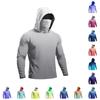 Sudadera con capucha de manga larga para hombre para verano UPF50+ Protección solar Secado rápido Camiseta deportiva de fitness Ligera Transpirable Ropa activa para exteriores