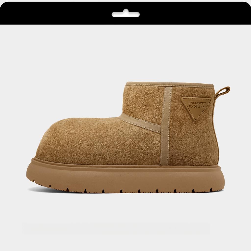 "Ziyan" Small Yellow Dolphin~ Big Head Leather Snow Boots Women's 2025 Winter New Thick-soled Fleece Warm Short Boots