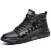 FashionCrocodile Pattern Male Sneakers Autumn/Winter Plush Leather Men Casual Shoes Business Work Office Lace-up Dress shoes For Men