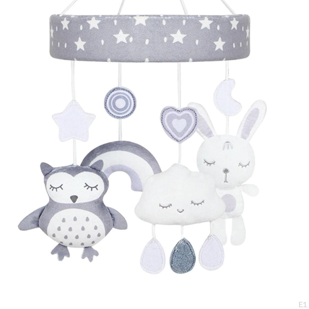 Baby Crib Plush Animal Pendant Bed Bell Toy Newborn Rattles Mobile for Ages + Months Boy and