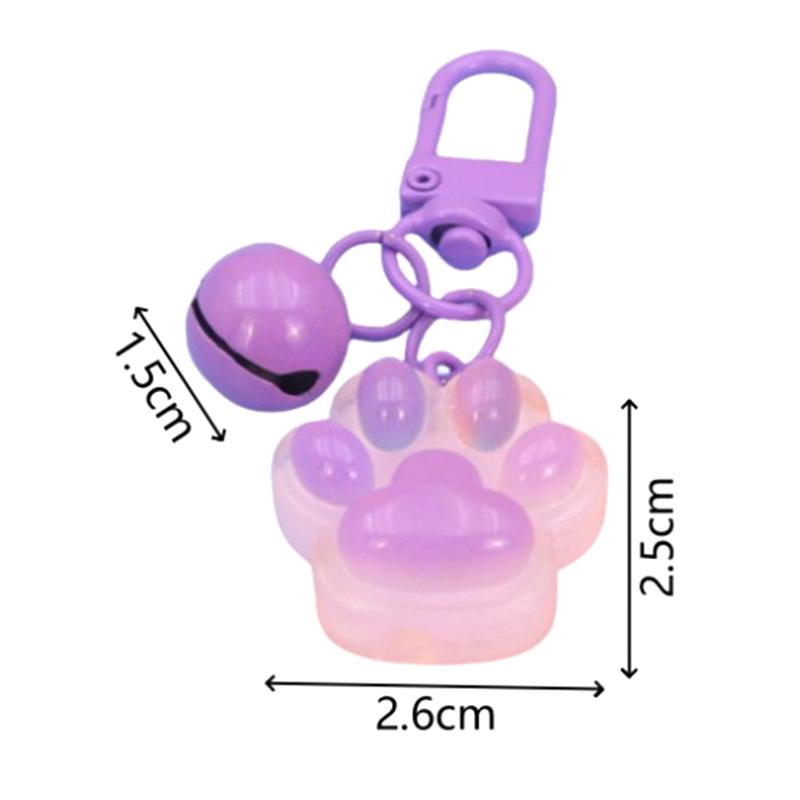 Creative Luminous 3D Cat Paw Pendant Keychain Cute Cartoon Cat Paw Keyring Exquisite Handbag Decoration Accessories Gifts