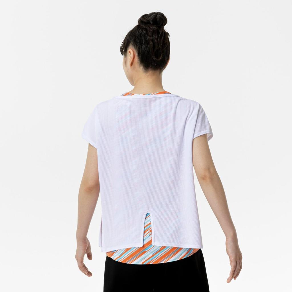 Short Sleeve Game Dynamotion Size M for Club Activities Women's Tennis/Badminton Shirt, Sweat-Wicking, Quick-Drying, Fit, White, (62JAC215),