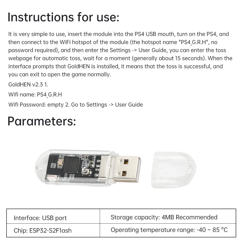 USB Dongle Wifi Plug USB Adapter for PS4 9.0 System Flashing USB Port ESP32 Wifi Modules Game Supplies with Case