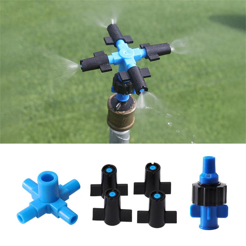 50Pcs Cross-type Mist Nozzle 7.5mm Interface 4-way Garden Greenhouse Farmland Atomization Dust-removal Cooling Watering Sprayer