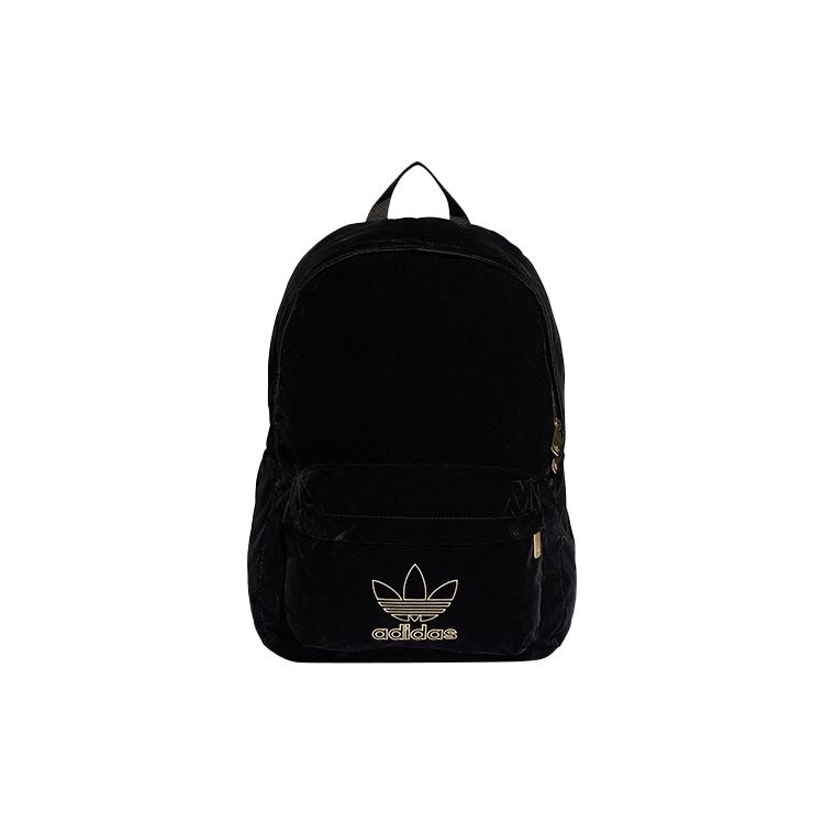 Adidas Originals Embroidered Logo Large Capacity Student Velvet Polyester Backpack Unisex Backpack Black H11512 Black