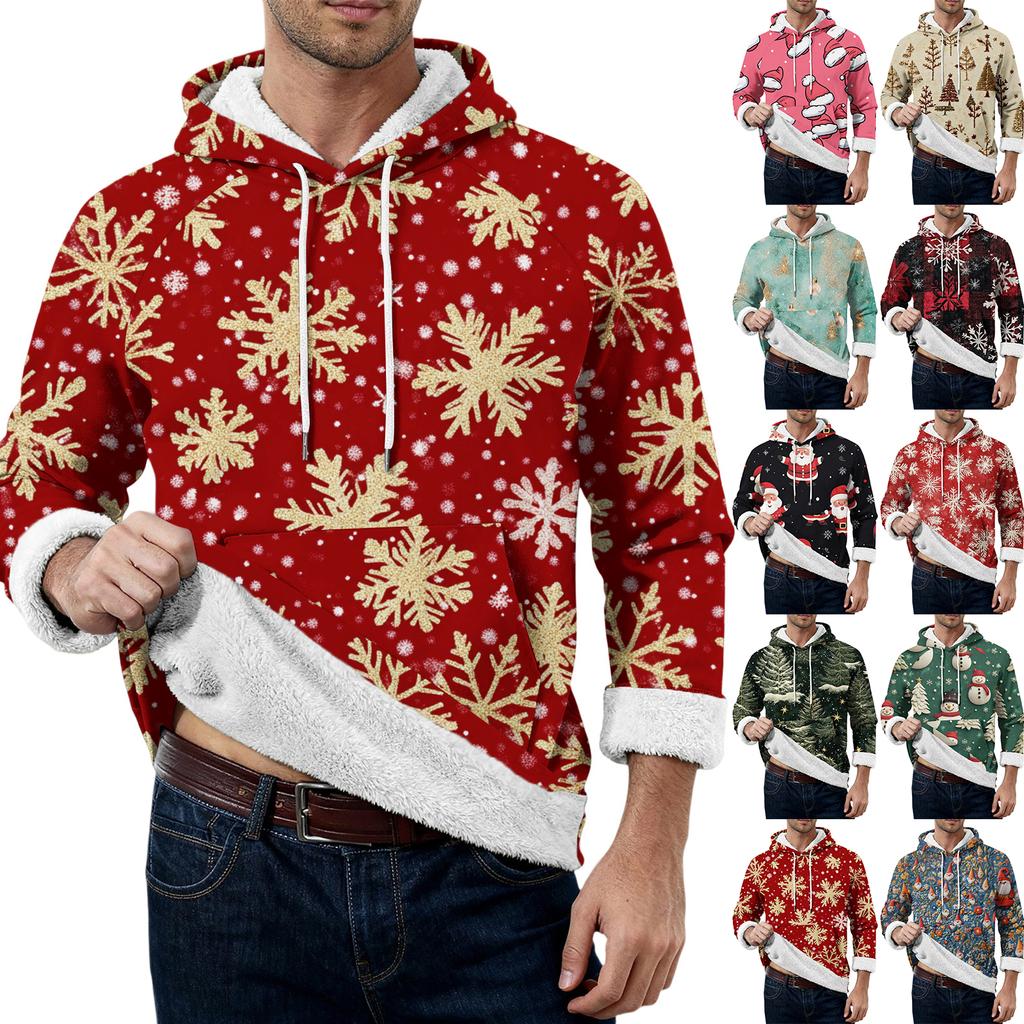 Men's Christmas Printed -Lined Hoodie