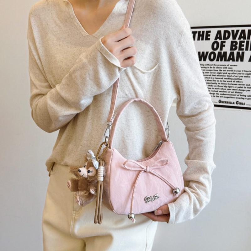 Solid Color 2026 New Large Capacity Bow Bags, Fashionable And Versatile Underarm Shoulder Bag, Casual Commuting Women'S Handbag