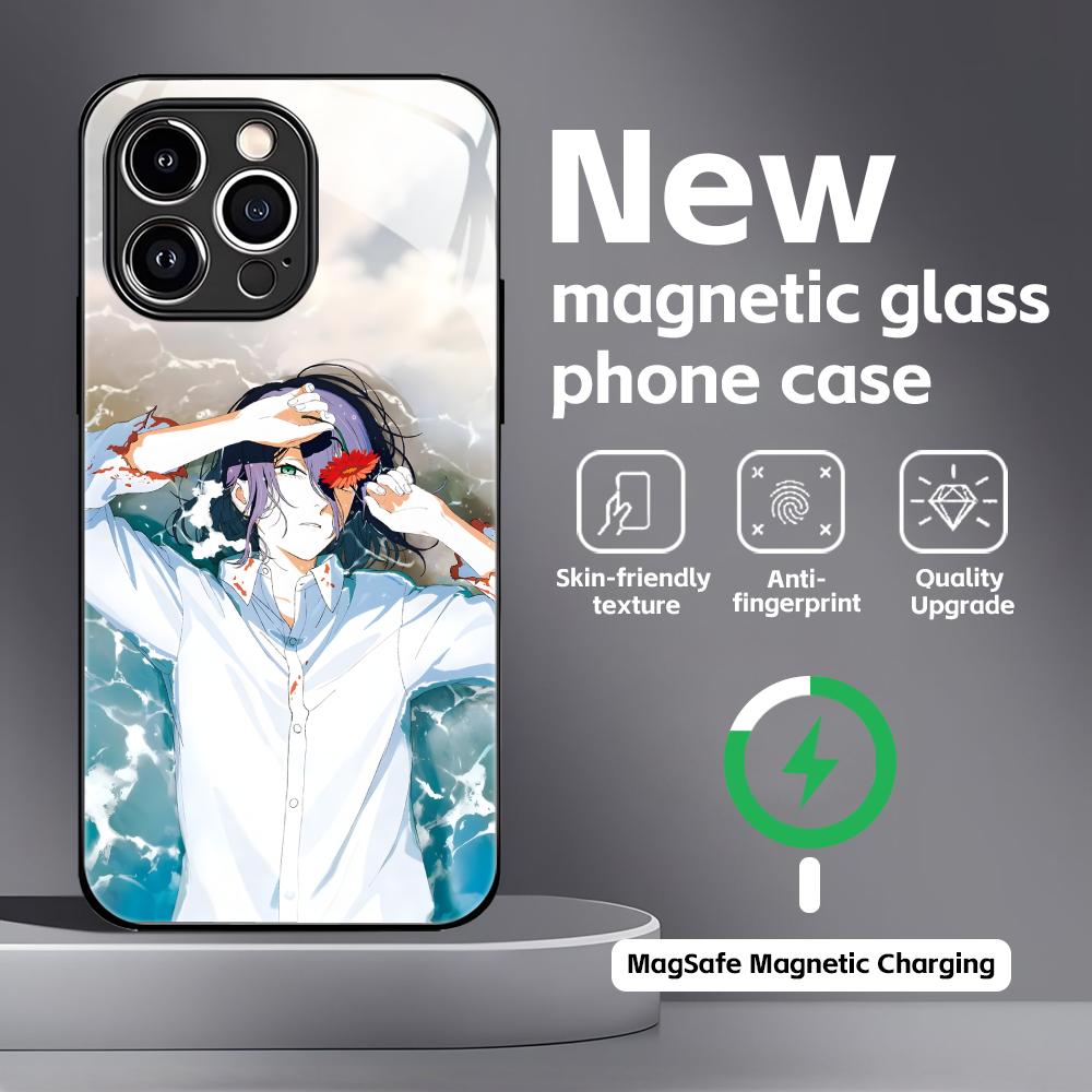 Anime Chainsaw Man Phone Case For iPhone17 16 15 14 13 12 11 X XR XS 8 Plus Mini Pro Max Glass Magnetic Case