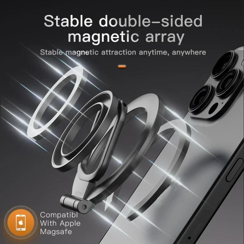 Dual-Modus Handyhalter: Doppelseitiger magnetischer Ringständer + Ständer für MagSafe IPhone 15 16 17Pro Max für Fitnessstudio- oder Autonutzung