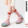 Spring and Summer Cartoon Cute Children's Knee-Length Socks In Fresh Pink Cotton Socks with Good Breathability