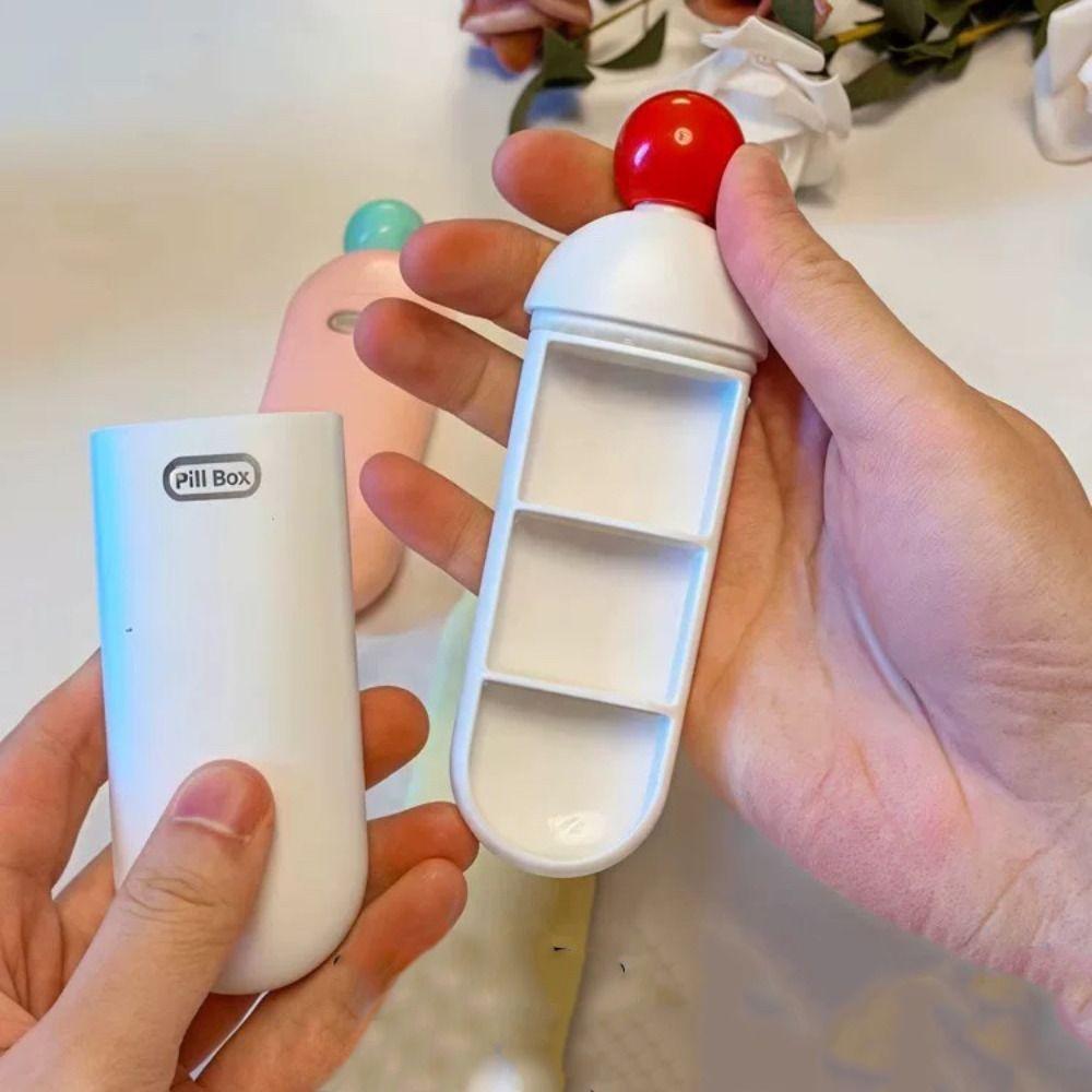 2PCS 3Grids Portable Pill Box Moisture-Proof Pills Organizer Pills Dispenser Medicine Box  Travel