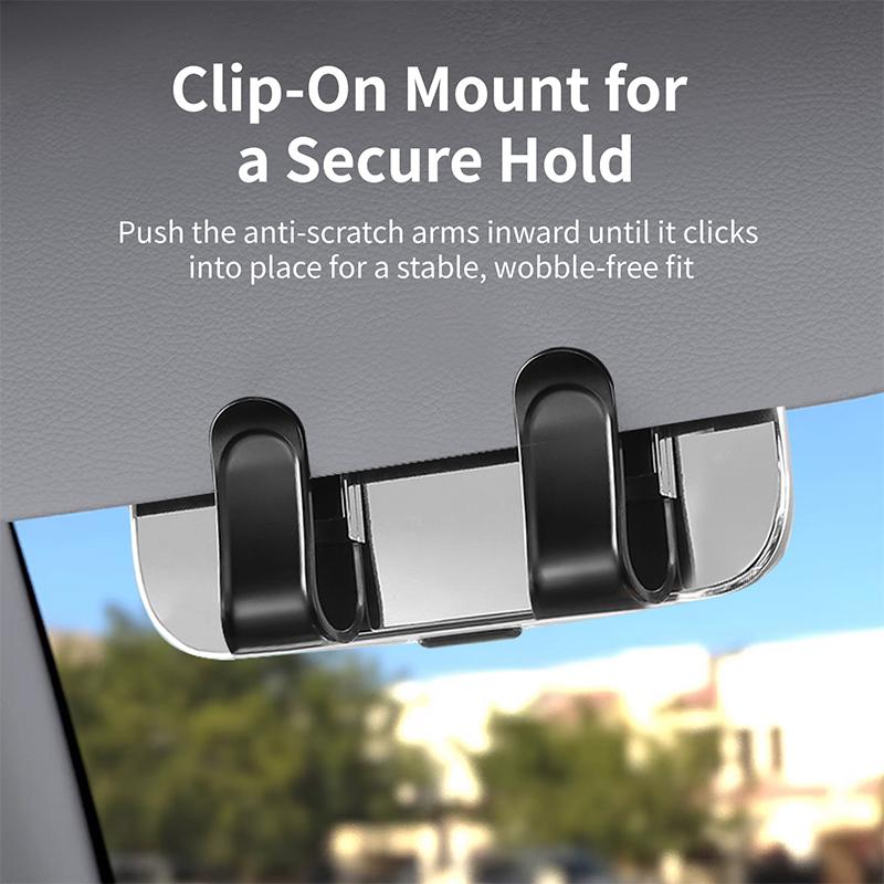 Universal Clip-On Car Sunglasses Holder — Sun Visor Eyeglass Case, Soft-Lined, Anti-Scratch, Durable ABS, Fits All Vehicles