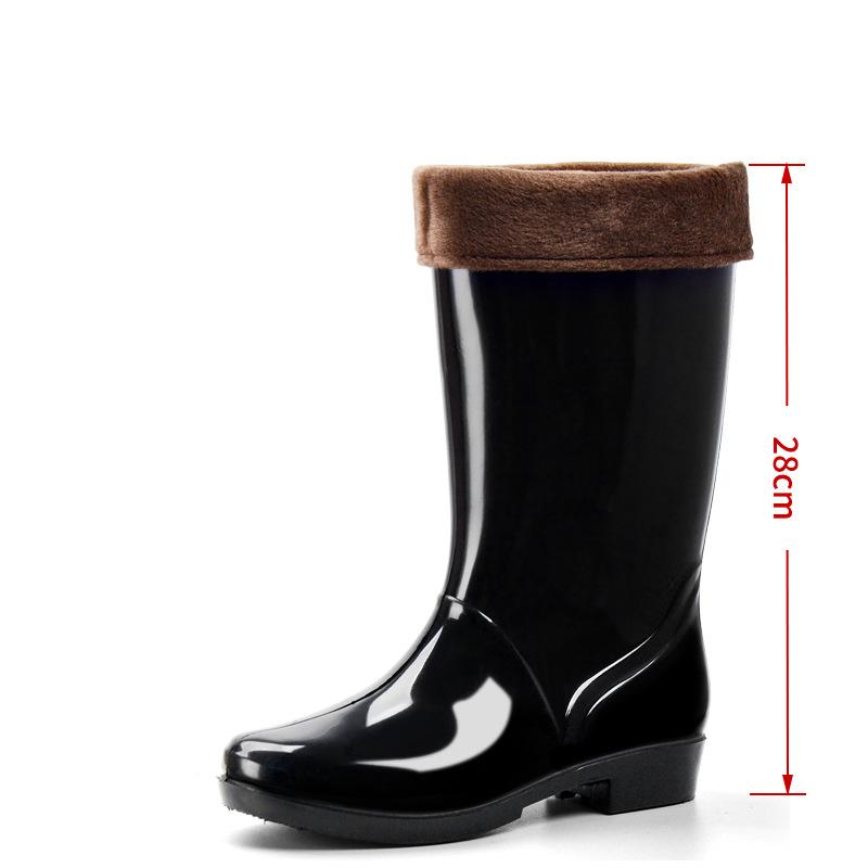 Women's Rain Boots Solid Color Non-slip Waterproof Rubber Sole Glue Adult Tall Rain Boots