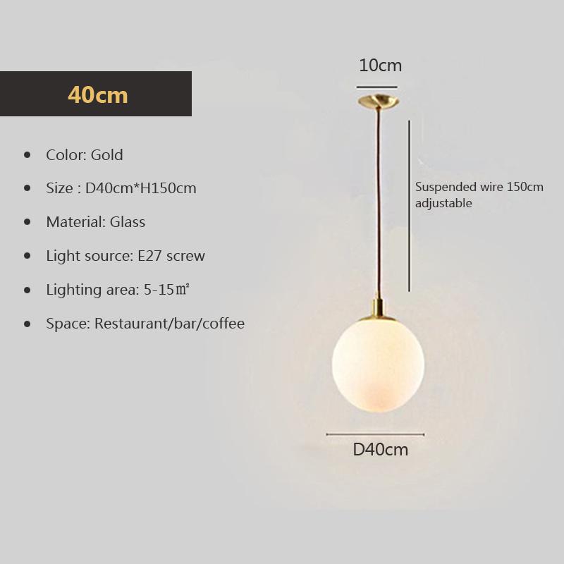 Modern  Glass Ball Pendant Lights White Globe Hanging Lamps Bar Restaurant Deco Luminaire Bedroom Light LED Pendant Lamp