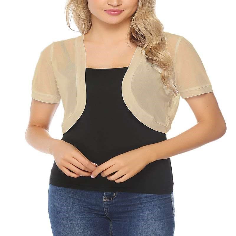 

Тюлевая шаль Женский топ Кардиган Верхняя одежда Летняя модная New apricot for hot sale M