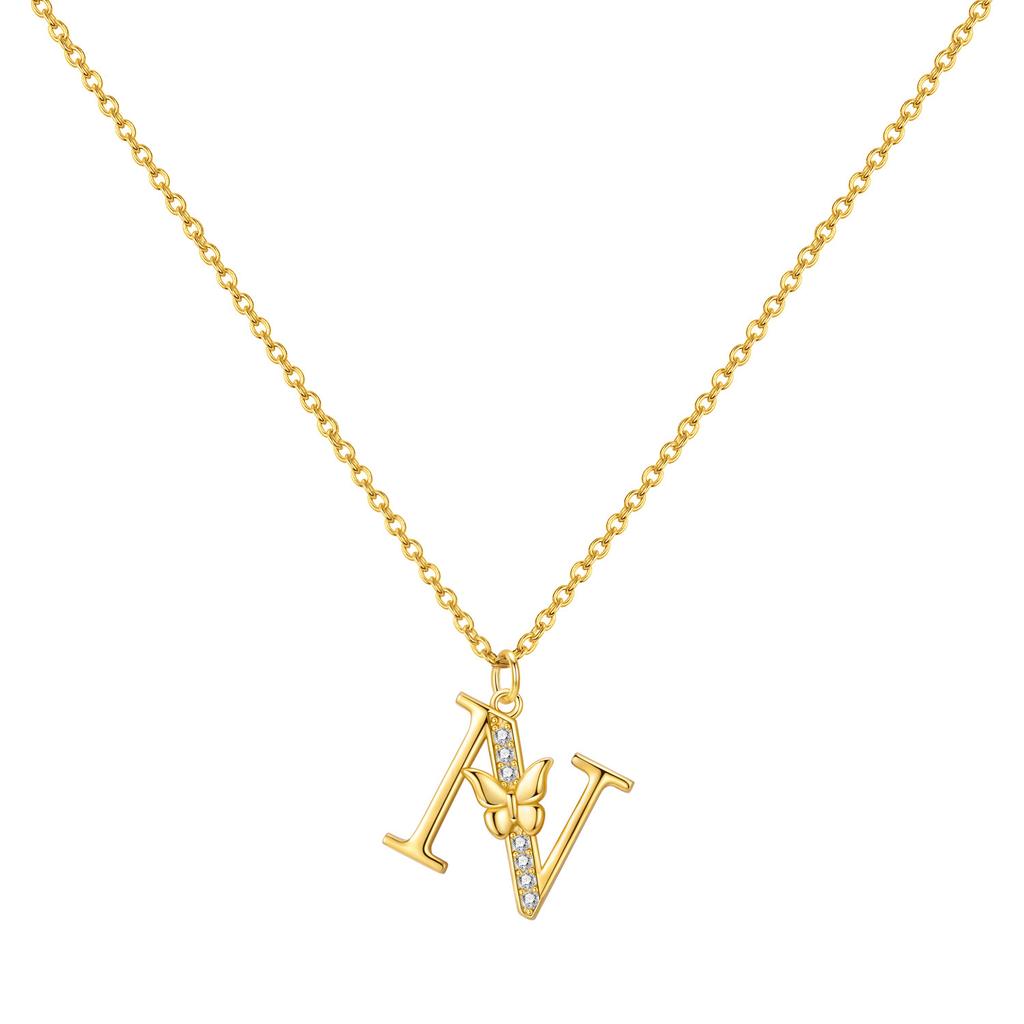 Orstarry 925 Silver Golden A-Z Lucky Letters Necklace Pendant Necklace for Women Birthday Gifts Fashion Fine Jewelry