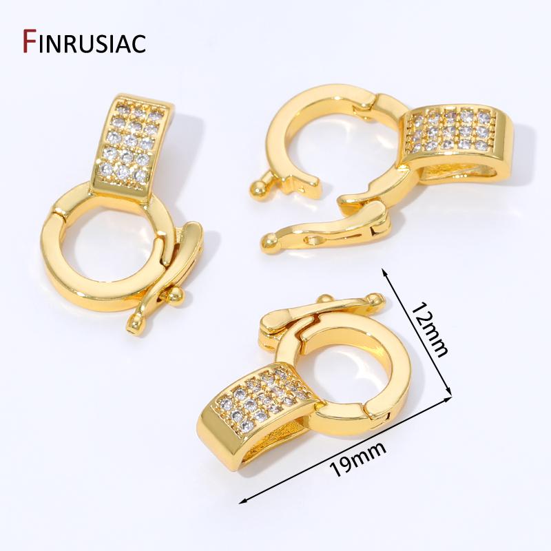 

18K Gold Plated Brass Pendant Bail Clasps,Inlaid Zircon Pendant Holder Connector Clasps For DIY Necklace Jewelry Making Findings 2 pieces