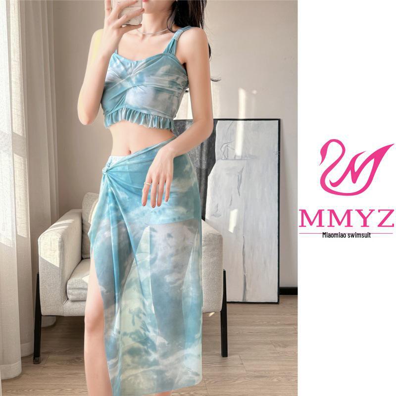 

2025 Женский утягивающий комплект бикини из трех частей: Пляжный отдых и купальник, готовый к горячим источникам, консервативный, закрывающий живот. S (for 80-95 lbs) зелёный