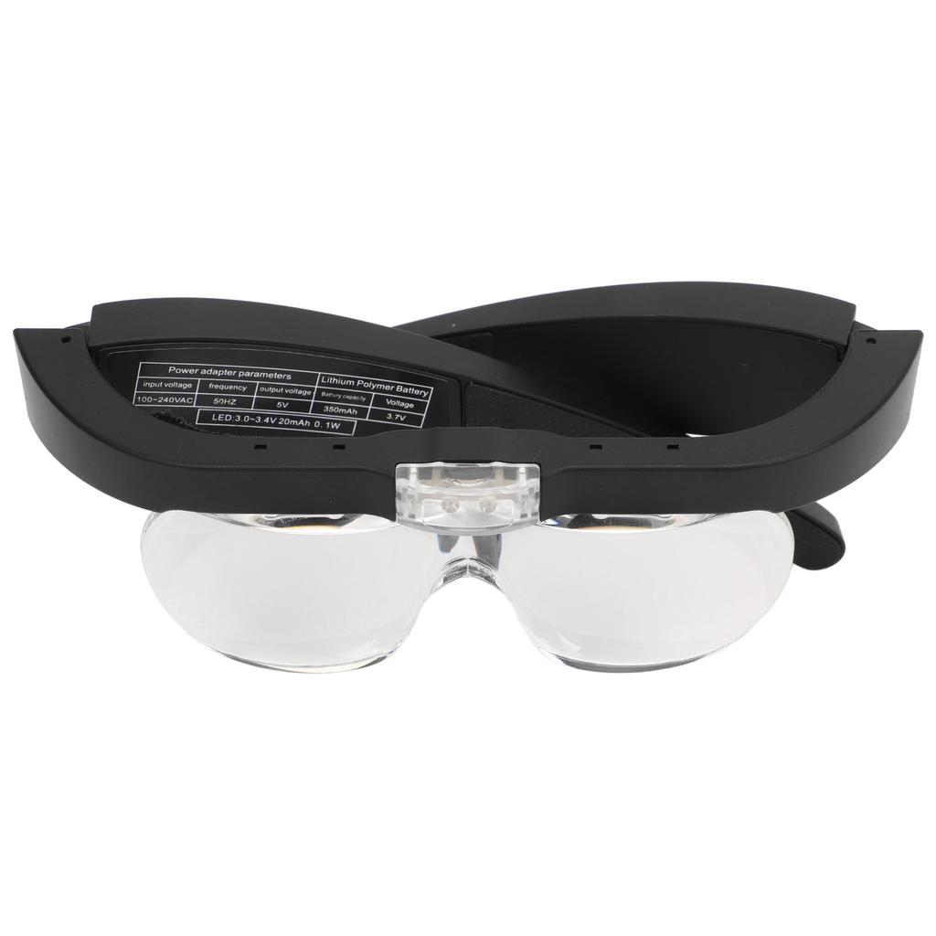 Headband Magnifying Glass Adjustable LED White Light 4 Interchangeable Lenses Head Mount Magnifier