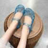 2024 Kristall-Gelee-Sandalen: Sommer Prinzessin Schuhe für Mädchen mit mittlerem Absatz