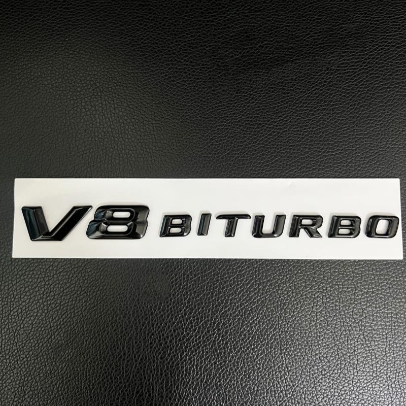 Car 3D Black Logo V8 BITURBO Emblem Car Fender Badge For Mercedes Benz C63 G63 E63 S63 W222 W223 W213 W212 W205 W204 Accessories MU8