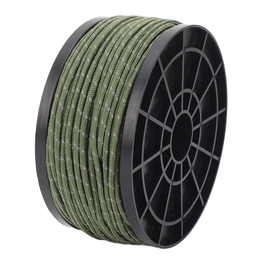 Reflective Paracord Rope 164FT PP 2.5mm Thin Windproof Portable Tent Rope Parachute Cord for Outdoor Camping Hiking OD