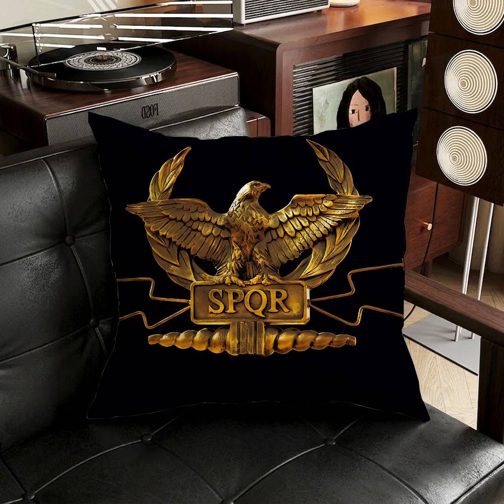Retro Spqr Roman Empire Pillow Case Antidustmite Pillowcase Invisible zipper silky short plush Sofa cushion cover