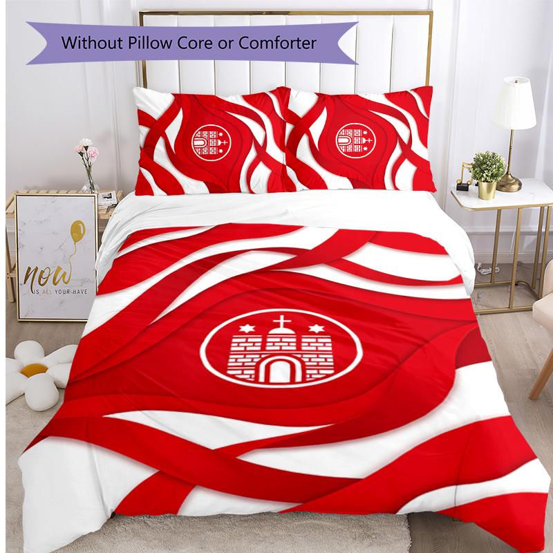 FC St. Set Lenzuola 3 Pezzi Stampato Calcio Pauli, Confortevole Set Copripiumino per Camera da Letto Amico della Pelle