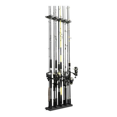 Booms Fishing WV4 Wall-Mounted Rod Stand, Holds 10 Fishing Rods, Space-Saving Rod Holder, Available In 4 Colors (Gray + Black)