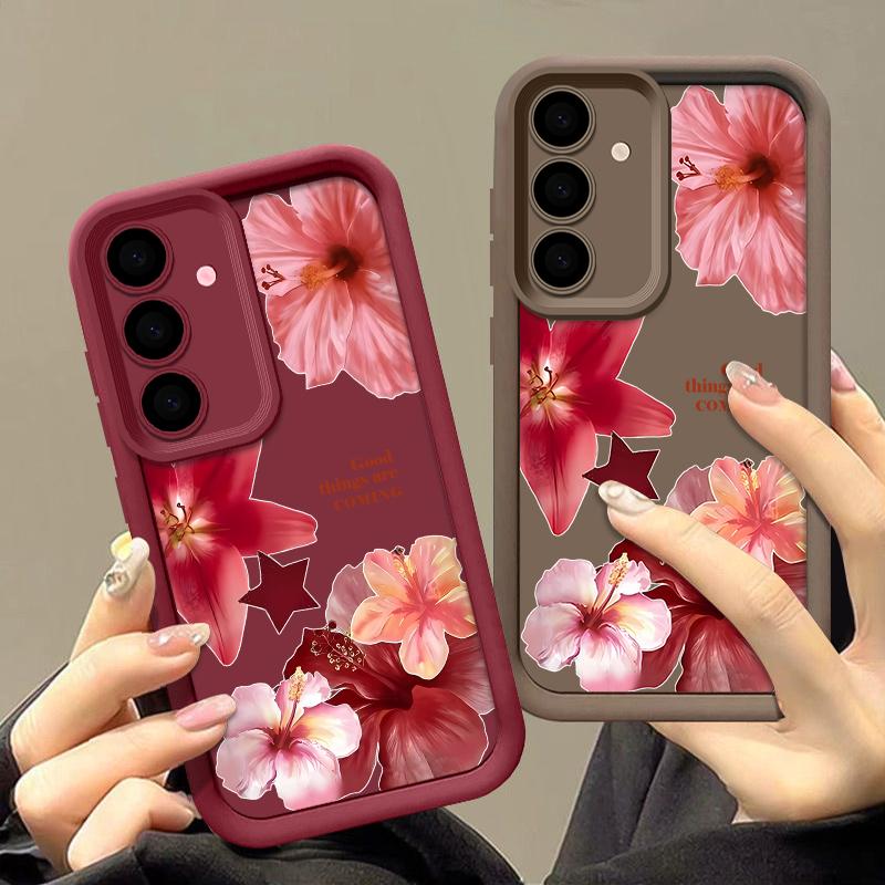 Hülle mit Blumendruck für Samsung S25 Ultra S24 FE S23 S22 A56 A36 A16 A15 A55 A35 TPU Weich Matt Stoßfest Handyhülle