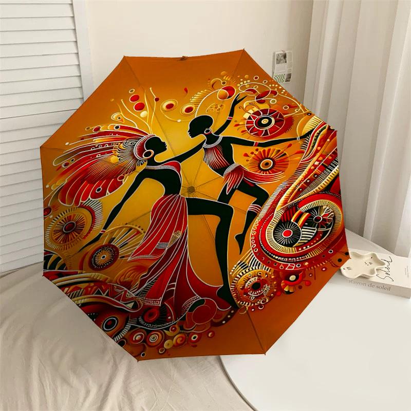 

1pc African patterns Automatic Open/Close Umbrella with Windproof, 8-Rib Sturdy Canopy, Durable Ribs, Fashionable Design1204A