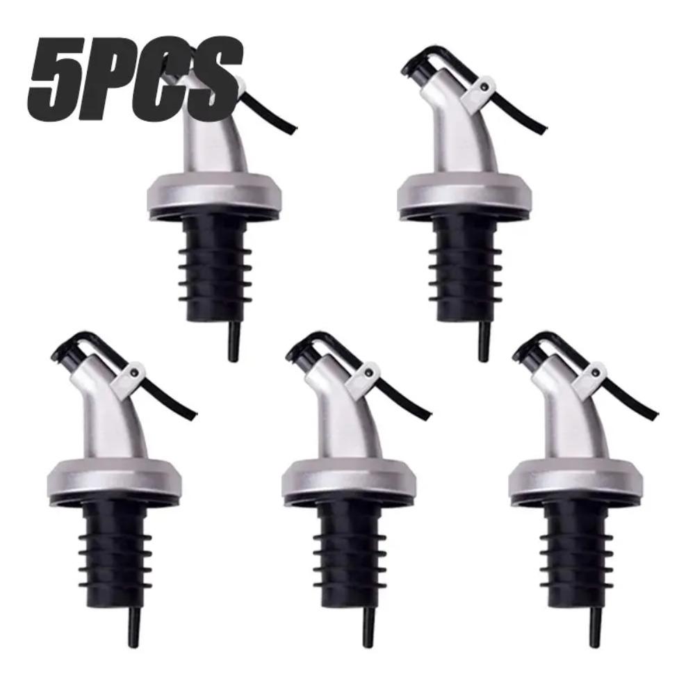 5/1pcs Oil Bottle Stopper Rubber Lock Plug Seal Leak-proof Food Grade Plastic Nozzle Liquor Dispenser Wine Pourer Barware