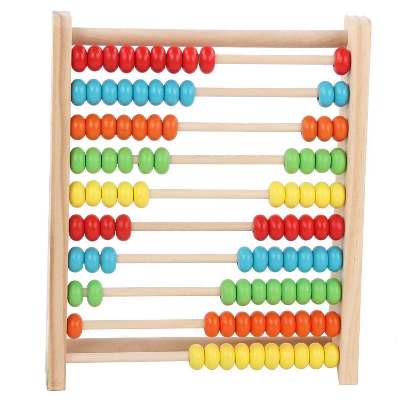 Wooden Colorful Number Abacus: Educational Toy for Kids, Ten-Row Arithmetic Learning Aid