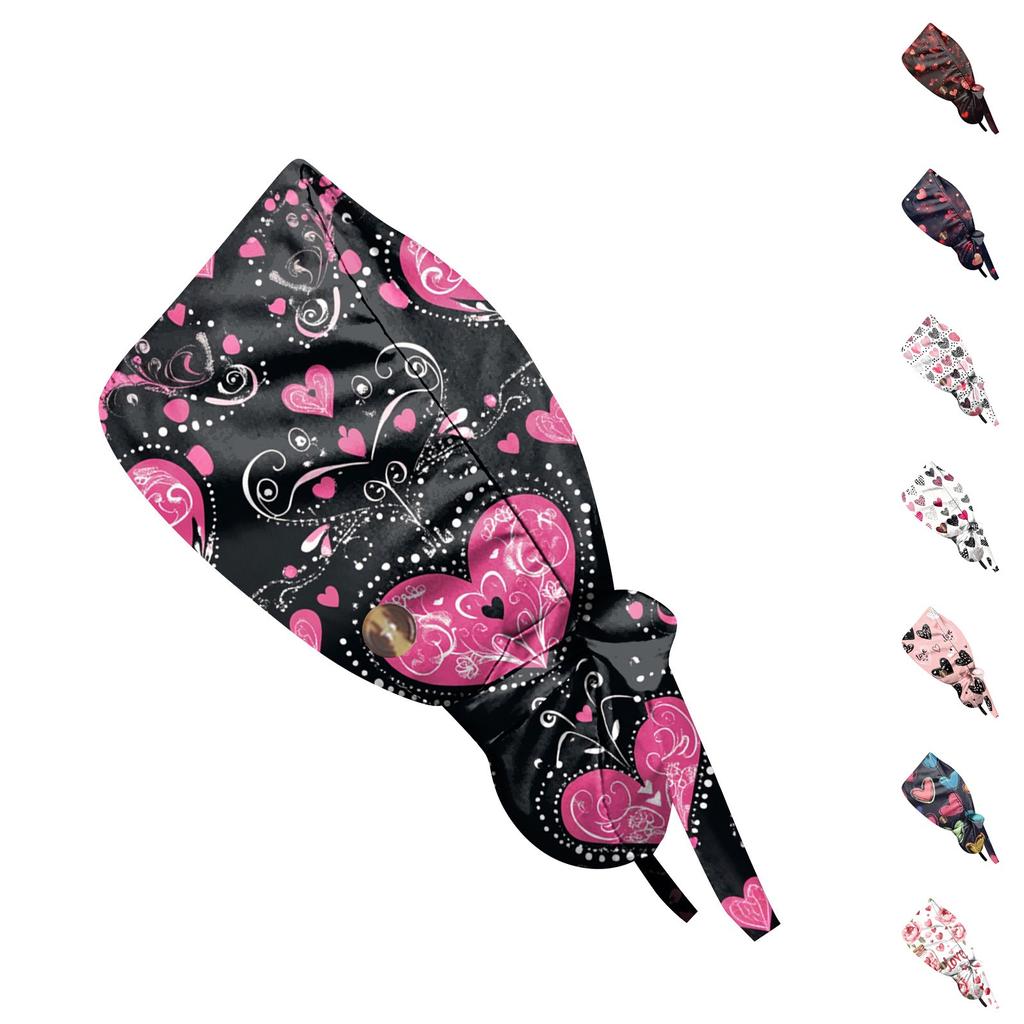 Cappellino da lavoro alla moda con stampa per San Valentino, Cappellino casual da donna per coda di cavallo, Cappellino da lavaggio, Cappellino Baotou