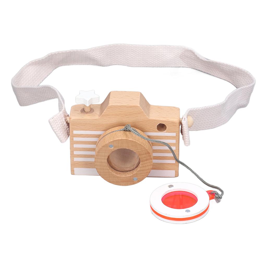 Wooden Camera Toy Educational Portable Innovative Basswood Kaleidoscope Camera for Children Toddlers