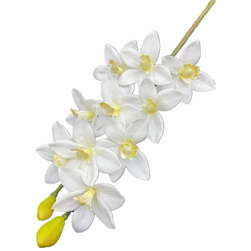 One Artificial Cymbidium Hookerianum 10 Heads Simulated Vanda Cymbidium Tropical Phalaenopsis Tiger Orchid Plant