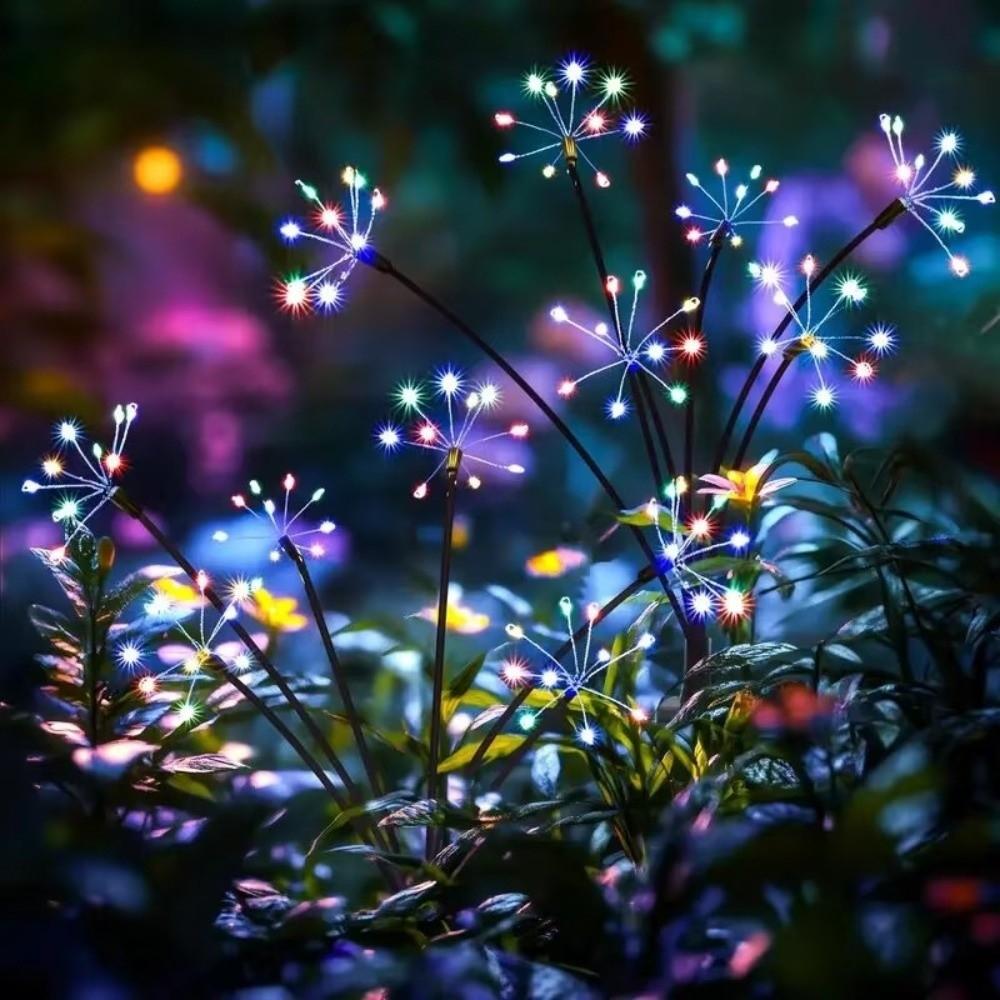 6/810 Heads Solar Light 2 Modes Switching Sparkling Stars Landscape Lighting Ground Mounted Waterproof LED Floral Firework