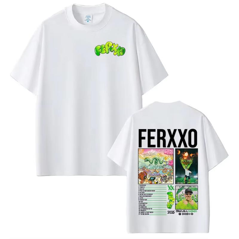 Rapper Feid Ferxxo Tour 2025 Tshirt Unisexs Women Clothing Fashion Hip Hop Tshirts Cotton Casual Oversized Short Sleeve T Shirts