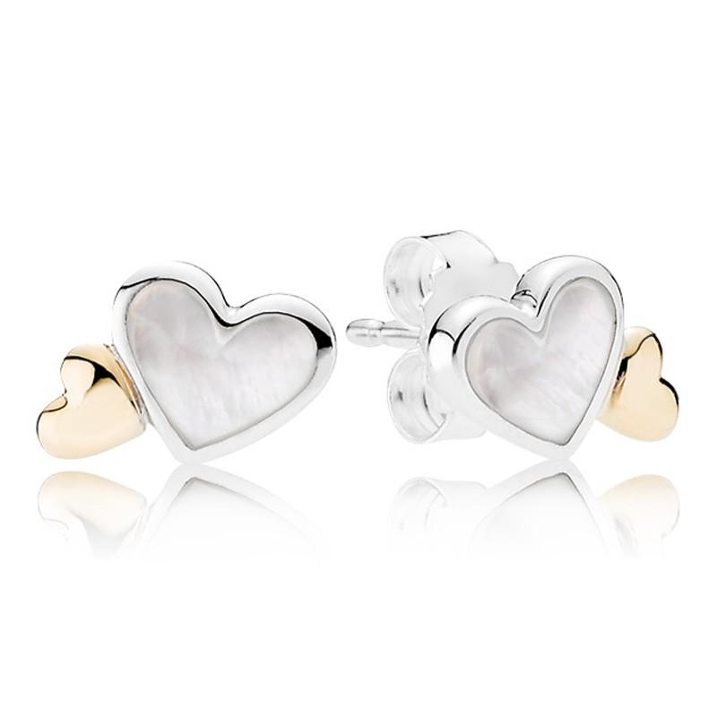 Boucles d'oreilles à tige en forme de cœur étincelant authentiques à main levée avec cristal pour femmes, en argent sterling 925, cadeau de mariage, bijoux de mode