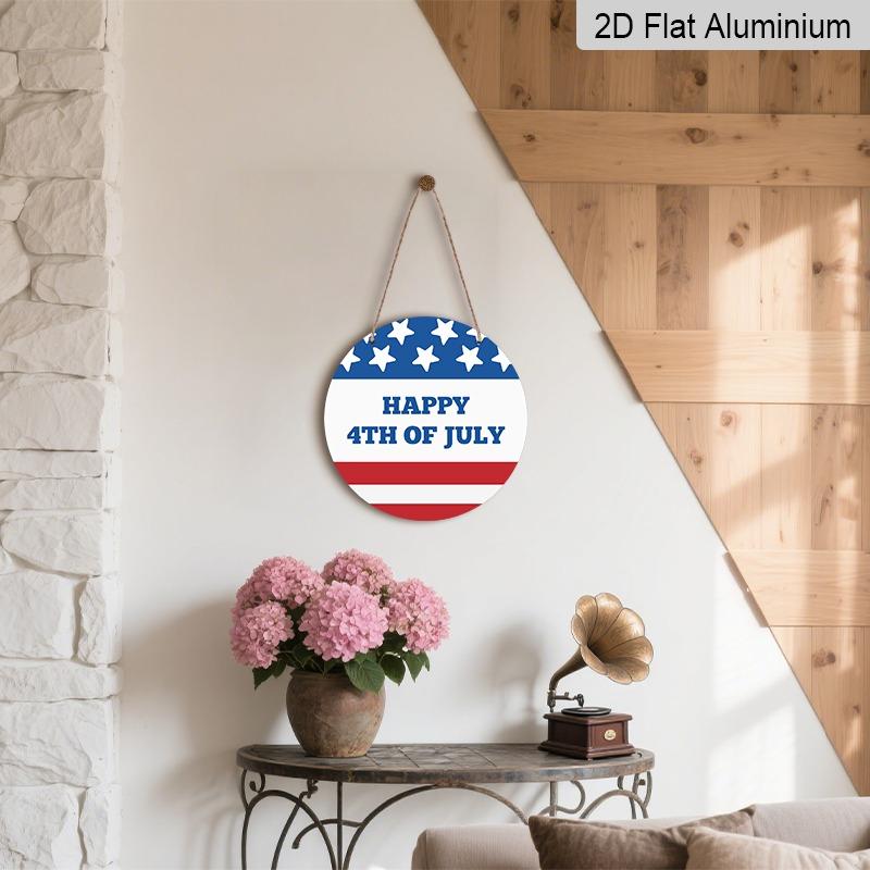 2D Flat Retro Aluminum Wall Coverings In Various Sizes. The American Independence Day Patriotic Theme, Happy 4th of July, In Red, White, and Blue, Is