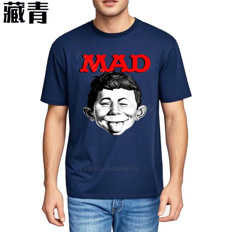 Teeshirt Breathable New Teeshirts Mad Magazine Character On Black Cotton Plus Size Tshirt Trendy Relaxed Fit Tshirt Casual