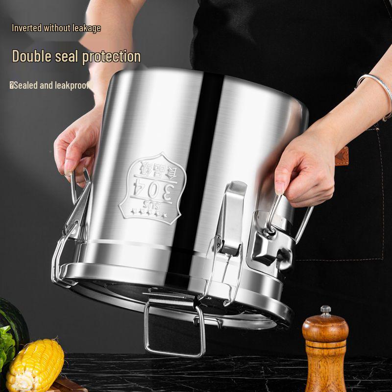 Stainless Steel Sealing Bucket: Insect & Moisture-Proof Rice and Soup Container